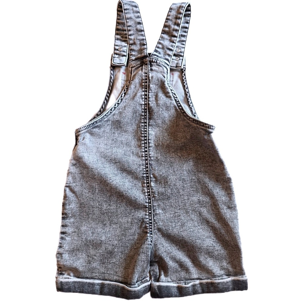 Hot Wheels Toddler Boys Acid Wash Denim Overalls 4T Stretch Racing Graphic 4T - Picture 5 of 10
